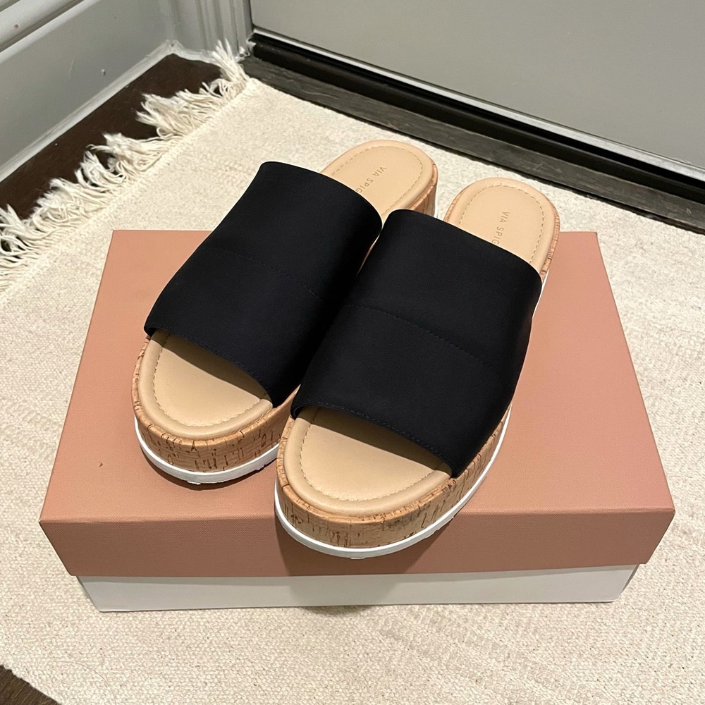 Retro Via Spiga Stretch Neoprene Fabric Platform Sandal US Size 8
